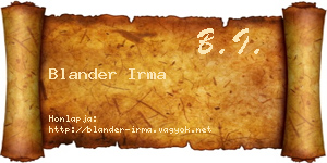 Blander Irma névjegykártya